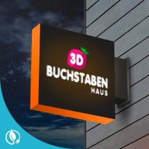 Leuchtreklame mit perforierter Vorderseite und beleuchtetem Acrylprofil.
