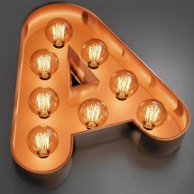 Buchstaben mit Glühbirnen