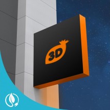 Leuchtreklame mit perforierter Vorderseite und beleuchtetem Acrylprofil.