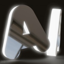 Stahl + beleuchtete Buchstaben aus Methacrylat