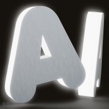 Aluminium + beleuchtete Methacrylat-Buchstaben