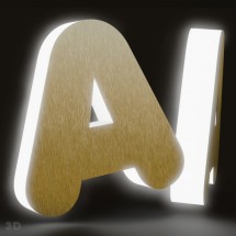 Messing + beleuchtete Buchstaben aus Methacrylat