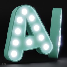 Buchstaben aus Polystyrol mit LED-Lampen