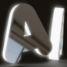 Stahl + beleuchtete Buchstaben aus Methacrylat