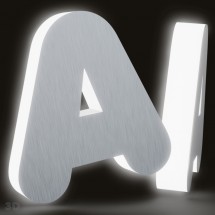 Aluminium + beleuchtete Methacrylat-Buchstaben