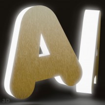 Messing + beleuchtete Buchstaben aus Methacrylat