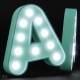 Buchstaben aus Polystyrol mit LED-Lampen