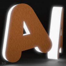 Buchstaben aus satiniertem Kupfer-Dibond + beleuchtetes Metacrylat