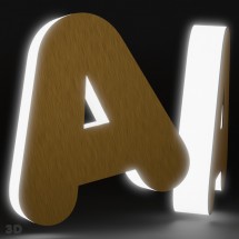 Bronze satinierte Dibond-Buchstaben + beleuchtetes Acryl