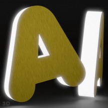 Gold satinierte Dibond-Buchstaben + beleuchtetes Methacrylat