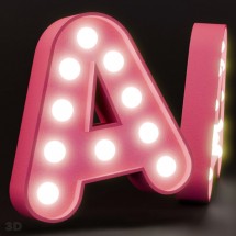 Styropor-Buchstaben mit LED-Glühbirnen