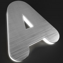 Aluminium + beleuchtete Methacrylat-Buchstaben